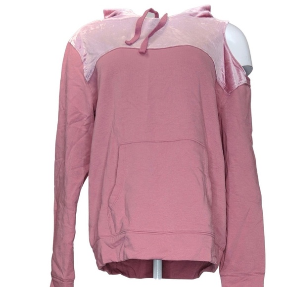 6. NWT Worthy Hunter McGrady Mixed Media Velvet Hoodie Mesa Rose XL - Picture 1 of 4